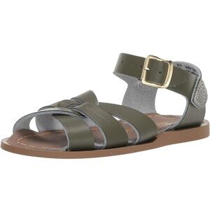 Salt Water Sandals by Hoy Olive Green Girls' Strappy Ankle Buckle Sandals 12